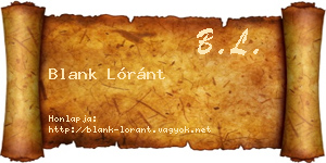 Blank Lóránt névjegykártya